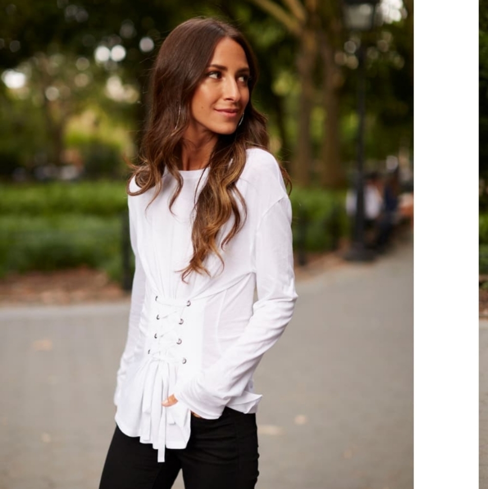 TREASURE & BOND x SOMETHING NAVY Lace-Up Tee